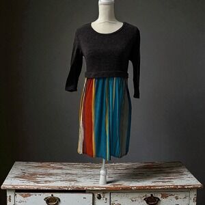 éloges Knit Top Striped Dress 3/4 Sleeve Casual‎ Multicolor Party Career